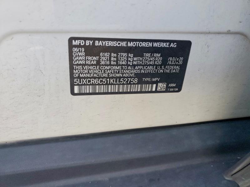 2019 Bmw X5 მანქანა იყიდება აუქციონზე, vin: 5UXCR6C51KLL52758, აუქციონის ნომერი: 70741196