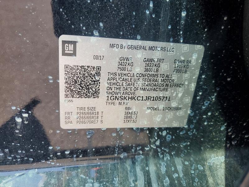 71076166 :رقم المزاد ، 1GNSKHKC1JR105711 vin ، 2018 Chevrolet Suburban مزاد بيع