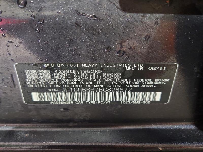 2011 Subaru Impreza მანქანა იყიდება აუქციონზე, vin: JF1GH6B67BG828672, აუქციონის ნომერი: 70674886