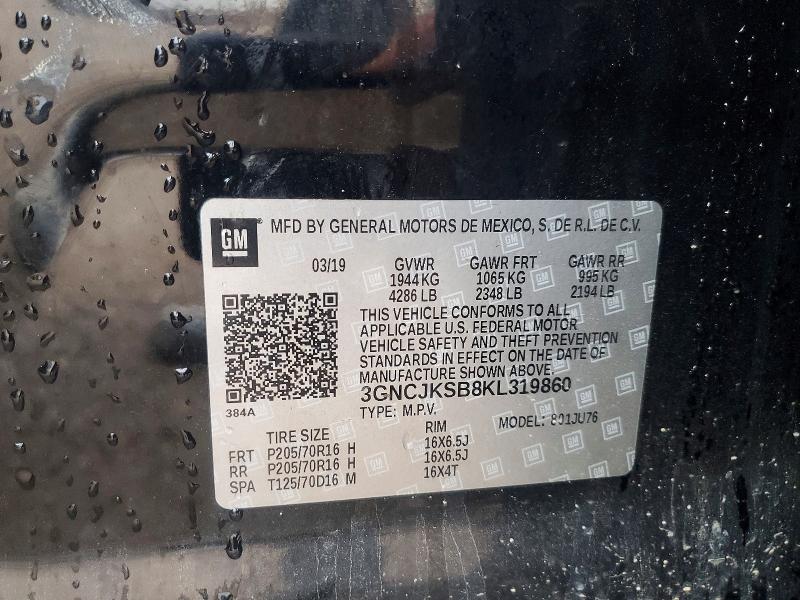 70617826 :رقم المزاد ، 3GNCJKSB8KL319860 vin ، 2019 Chevrolet Trax مزاد بيع
