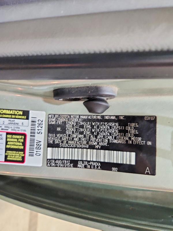 Aukcja sprzedaży 2007 Toyota Sienna, vin: 5TDZK23C97S049448, numer aukcji: 71351286