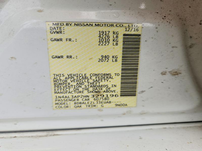 70883246 :رقم المزاد ، 1N4AL3AP2HN329196 vin ، 2017 Nissan Altima مزاد بيع