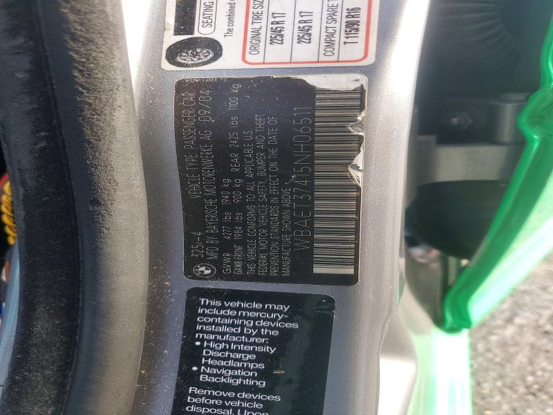 Aukcja sprzedaży 2005 Bmw 325, vin: WBAET37415NH06511, numer aukcji: 71204136