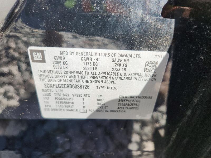 2011 Chevrolet Equinox მანქანა იყიდება აუქციონზე, vin: 2CNFLGEC9B6338726, აუქციონის ნომერი: 71389266