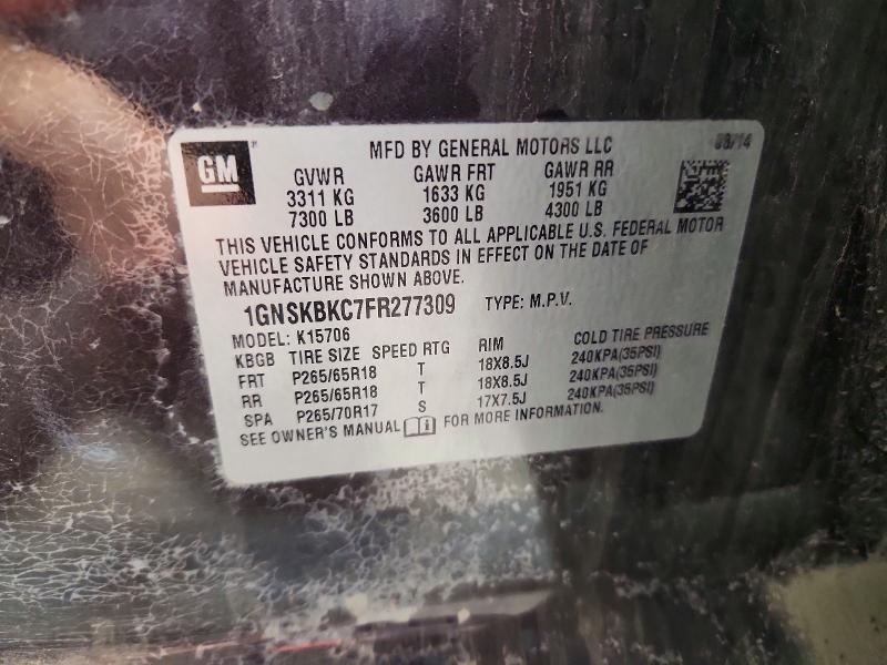 71730676 :رقم المزاد ، 1GNSKBKC7FR277309 vin ، 2015 Chevrolet Tahoe مزاد بيع