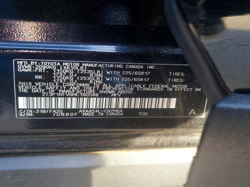 Aukcja sprzedaży 2021 Toyota Rav4, vin: 2T3P1RFV6MC180588, numer aukcji: 70503516