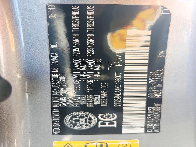 Aukcja sprzedaży 2019 Lexus Rx 350, vin: 2T2BZMCA4KC198077, numer aukcji: 70003196