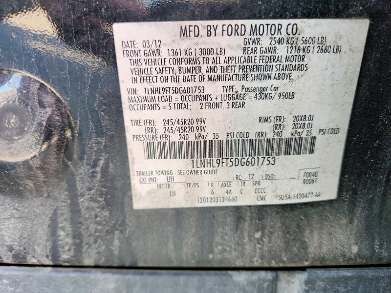 Aukcja sprzedaży 2013 Lincoln Mks, vin: 1LNHL9FT5DG601753, numer aukcji: 71457016