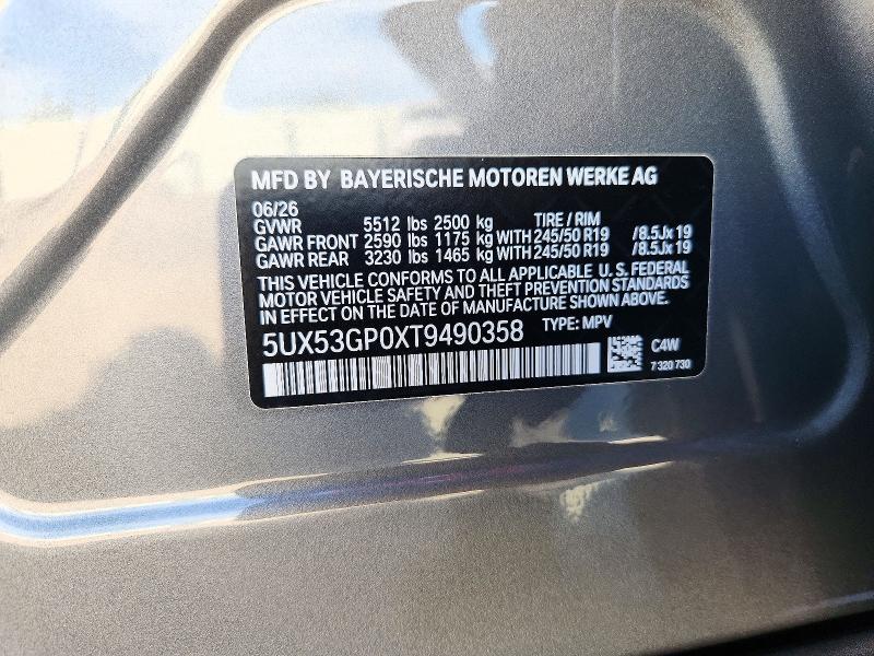 Aukcja sprzedaży 2026 Bmw X3, vin: 5UX53GP0XT9490358, numer aukcji: 73259396