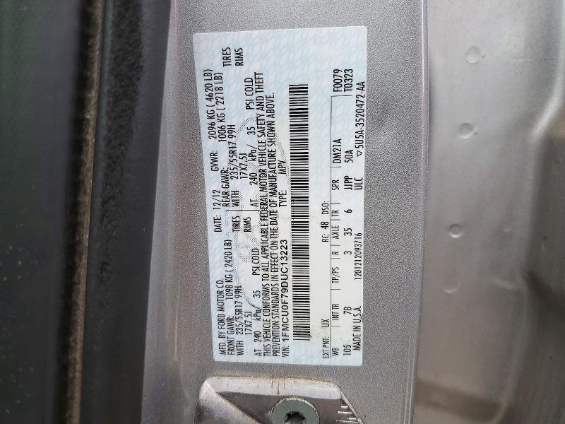 2013 Ford Escape მანქანა იყიდება აუქციონზე, vin: 1FMCU0F79DUC13223, აუქციონის ნომერი: 72323976