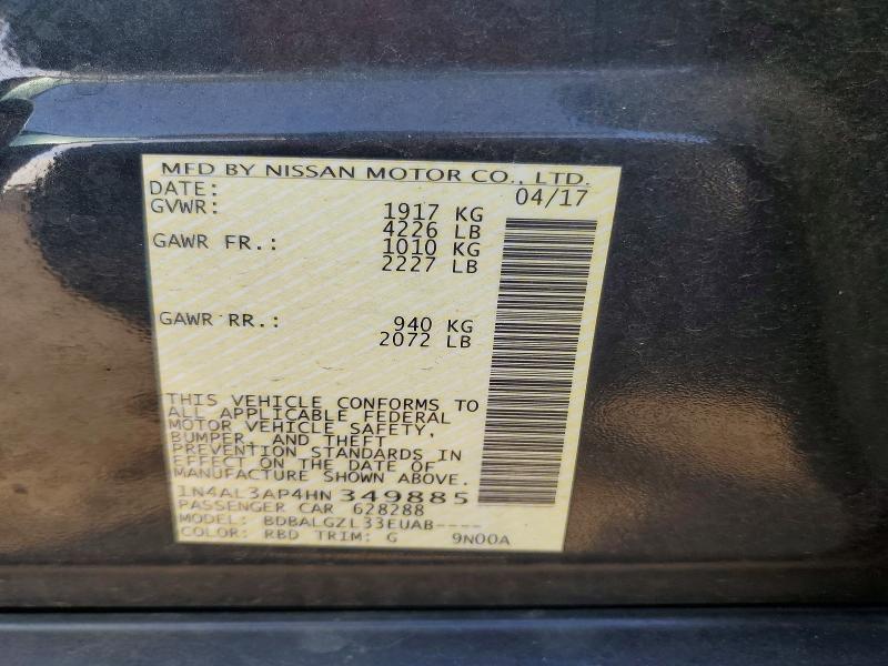 Aukcja sprzedaży 2017 Nissan Altima, vin: 1N4AL3AP4HN349885, numer aukcji: 71604456