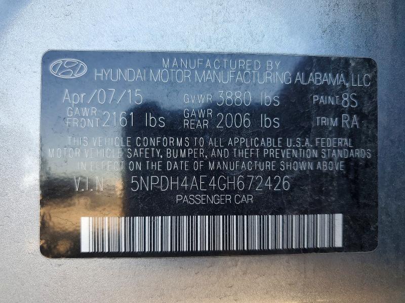 Продажа на аукционе авто 2016 Hyundai Elantra, vin: 5NPDH4AE4GH672426, номер лота: 71440806