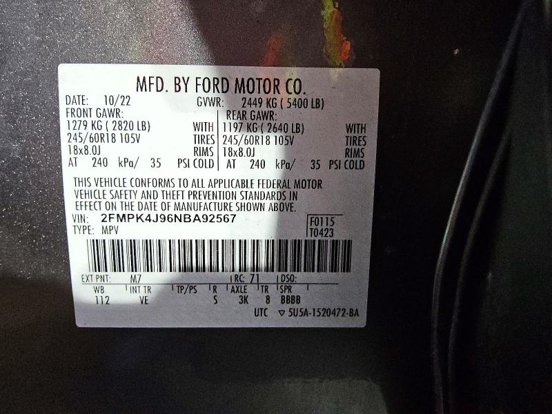 Продаж на аукціоні авто 2022 Ford Edge, vin: 2FMPK4J96NBA92567, номер лоту: 72867876