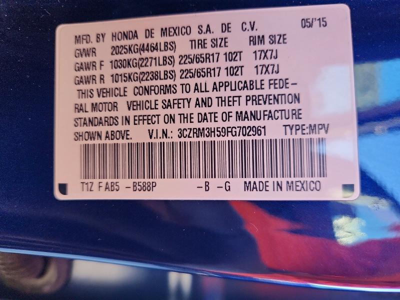 Продаж на аукціоні авто 2015 Honda Cr-v, vin: 3CZRM3H59FG702961, номер лоту: 71289676