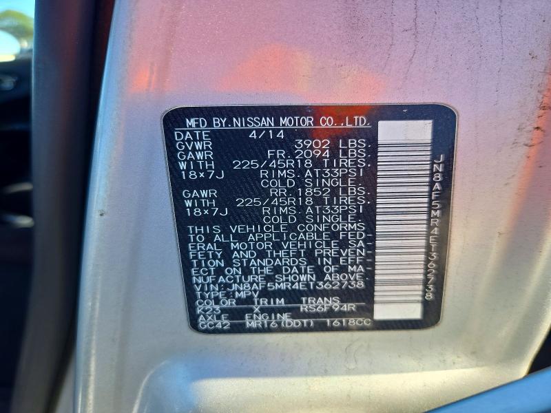 Aukcja sprzedaży 2014 Nissan Juke, vin: JN8AF5MR4ET362738, numer aukcji: 72408166