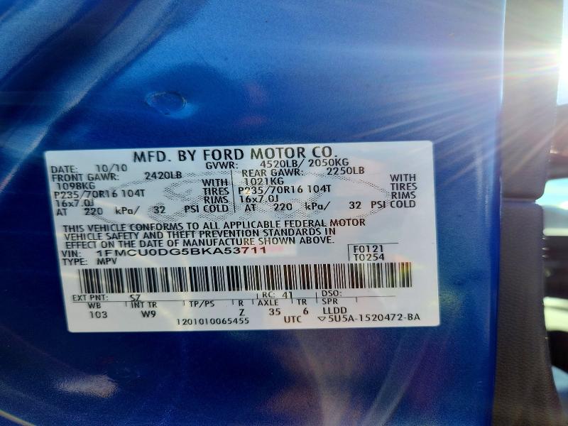 Продажа на аукционе авто 2011 Ford Escape, vin: 1FMCU0DG5BKA53711, номер лота: 71625026