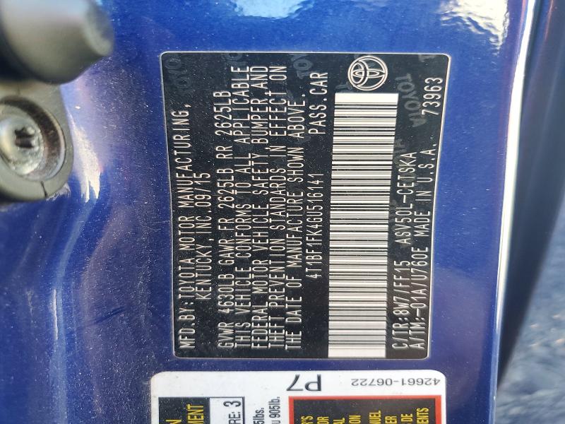 71720916 :رقم المزاد ، 4T1BF1FK4GU516141 vin ، 2016 Toyota Camry مزاد بيع