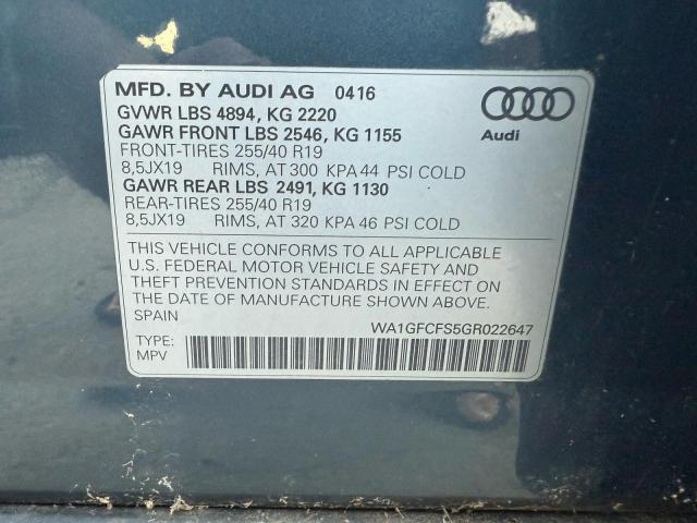 Продажа на аукционе авто 2016 Audi Q3, vin: WA1GFCFS5GR022647, номер лота: 71853656