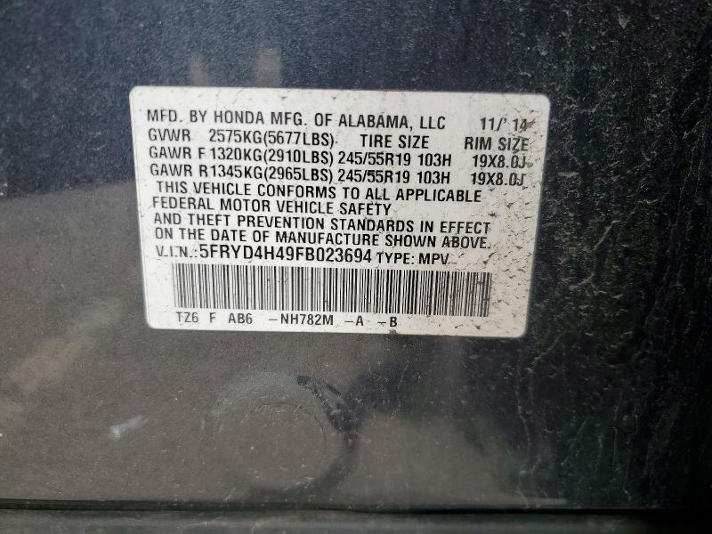 71208216 :رقم المزاد ، 5FRYD4H49FB023694 vin ، 2015 Acura Mdx مزاد بيع