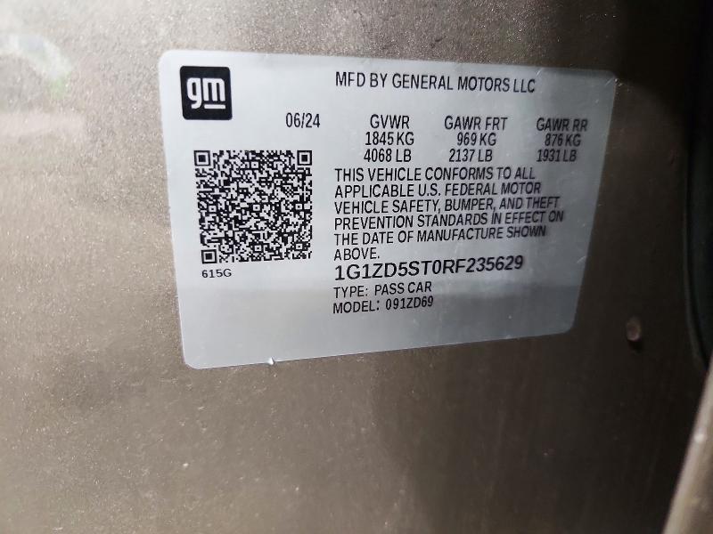 71038146 :رقم المزاد ، 1G1ZD5ST0RF235629 vin ، 2024 Chevrolet Malibu مزاد بيع