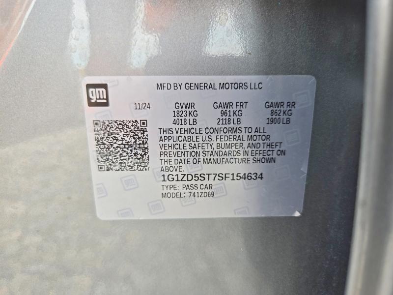 70643876 :رقم المزاد ، 1G1ZD5ST7SF154634 vin ، 2025 Chevrolet Malibu مزاد بيع