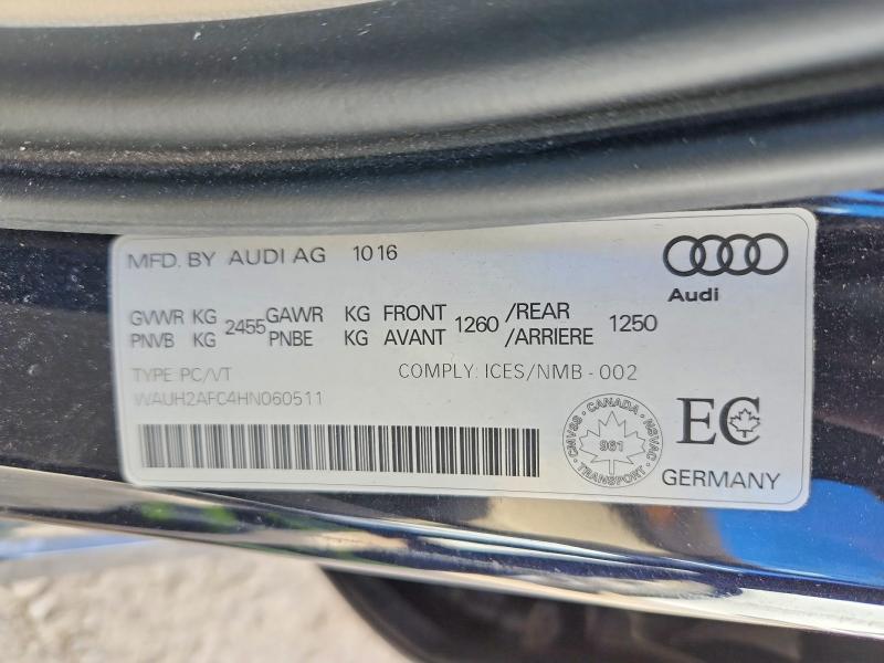 2017 Audi A6 მანქანა იყიდება აუქციონზე, vin: WAUH2AFC4HN060511, აუქციონის ნომერი: 70713966