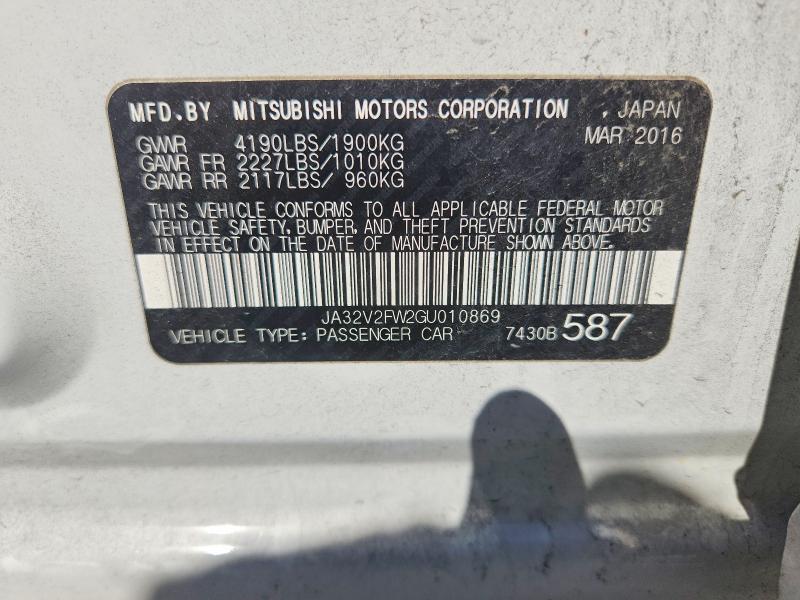 70628806 :رقم المزاد ، JA32V2FW2GU010869 vin ، 2016 Mitsubishi Lancer مزاد بيع
