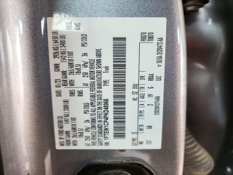 2023 Ford F150 მანქანა იყიდება აუქციონზე, vin: 1FTEW1CP4PKD48966, აუქციონის ნომერი: 73520726