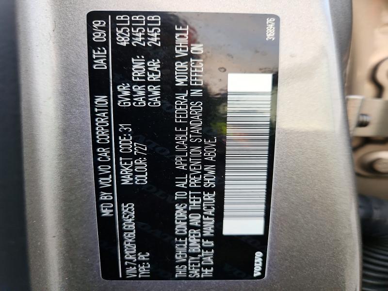 71616006 :رقم المزاد ، 7JR102FK6LG045255 vin ، 2020 Volvo S60 مزاد بيع