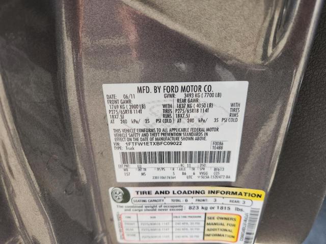 71499836 :رقم المزاد ، 1FTFW1ETXBFC09022 vin ، 2011 Ford F150 مزاد بيع