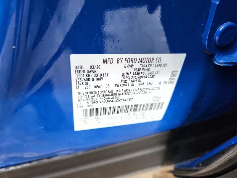 Продаж на аукціоні авто 2020 Ford Explorer, vin: 1FM5K8AW4LGC14787, номер лоту: 73095756