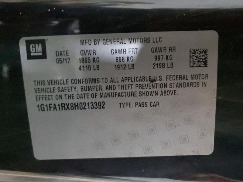 2017 Chevrolet Camaro მანქანა იყიდება აუქციონზე, vin: 1G1FA1RX8H0213392, აუქციონის ნომერი: 71776786