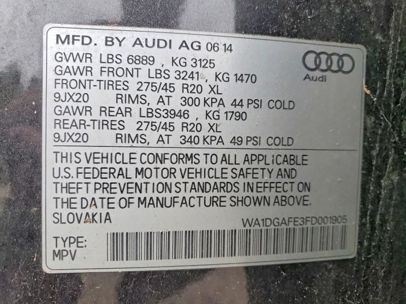 Auction sale of the 2015 Audi Q7, vin: WA1DGAFE3FD001905, lot number: 70440016