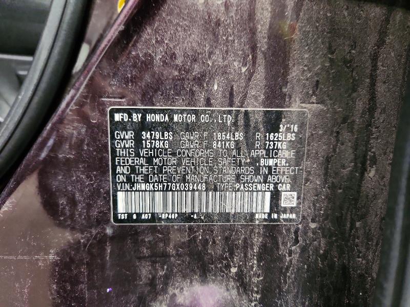 Aukcja sprzedaży 2016 Honda Fit, vin: JHMGK5H77GX039448, numer aukcji: 72363566