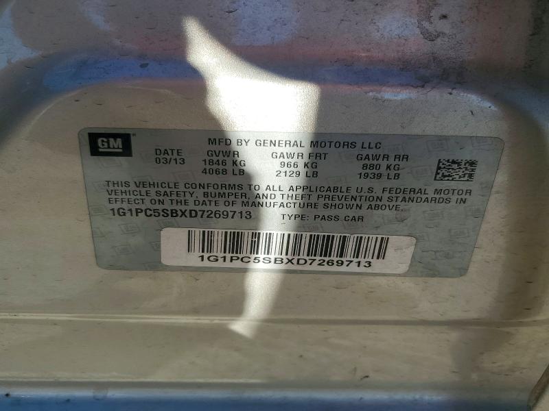 Продажа на аукционе авто 2013 Chevrolet Cruze, vin: 1G1PC5SBXD7269713, номер лота: 71454816