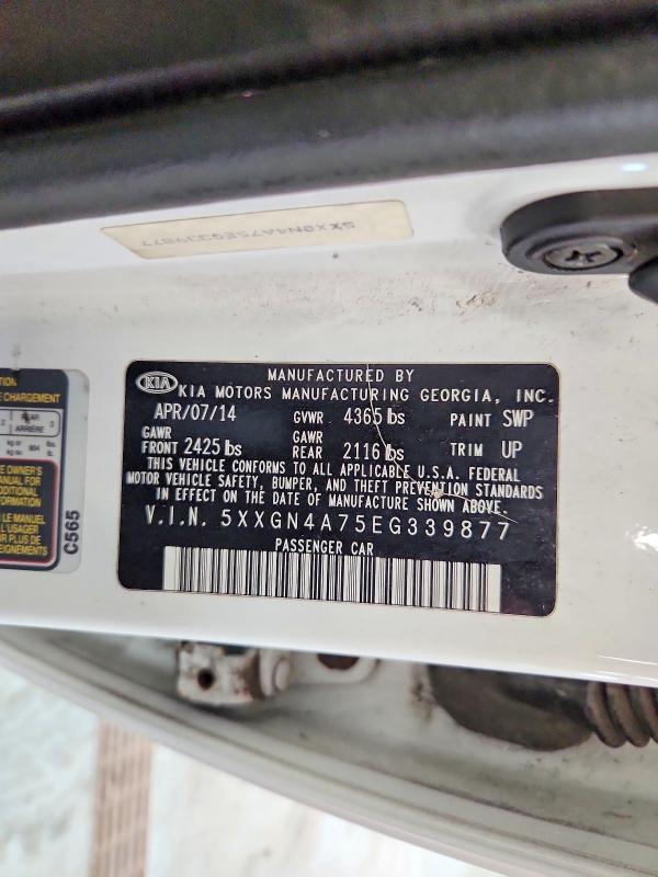 71867366 :رقم المزاد ، 5XXGN4A75EG339877 vin ، 2014 Kia Optima مزاد بيع