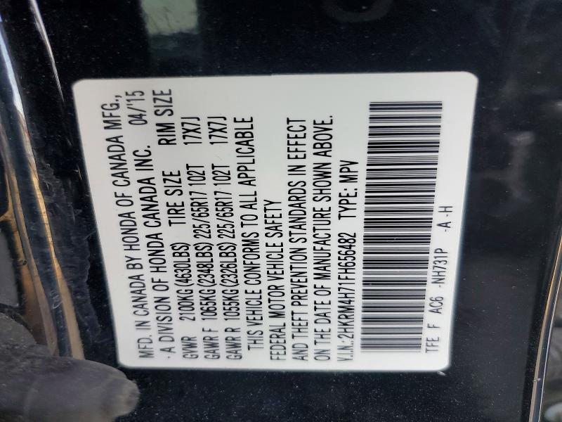 71736806 :رقم المزاد ، 2HKRM4H71FH656482 vin ، 2015 Honda Cr-v مزاد بيع