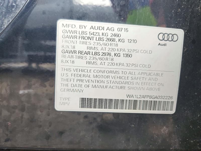 Продажа на аукционе авто 2016 Audi Q5, vin: WA1L2AFP8GA032226, номер лота: 72388606