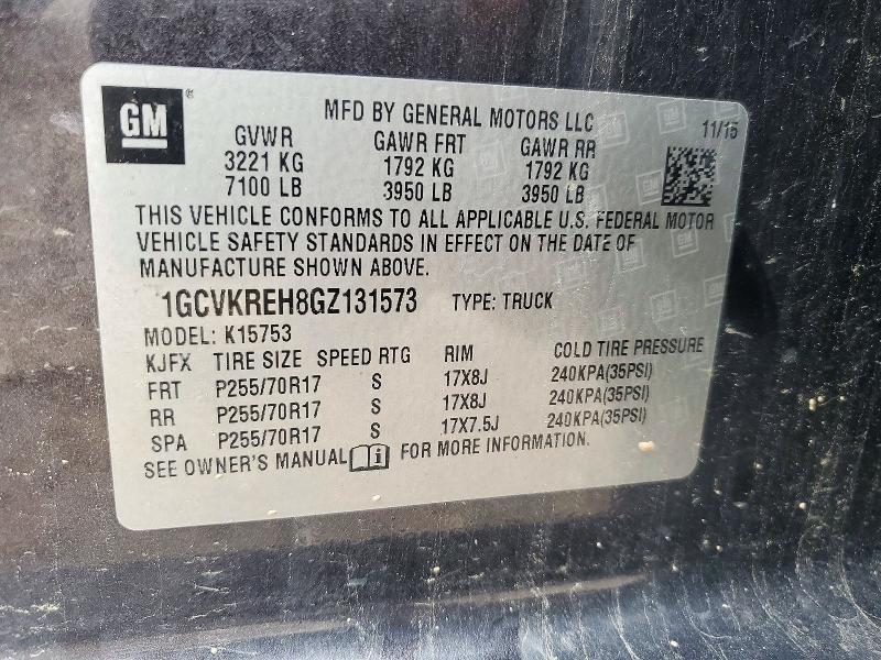 Продажа на аукционе авто 2016 Chevrolet Silverado, vin: 1GCVKREH8GZ131573, номер лота: 72728456