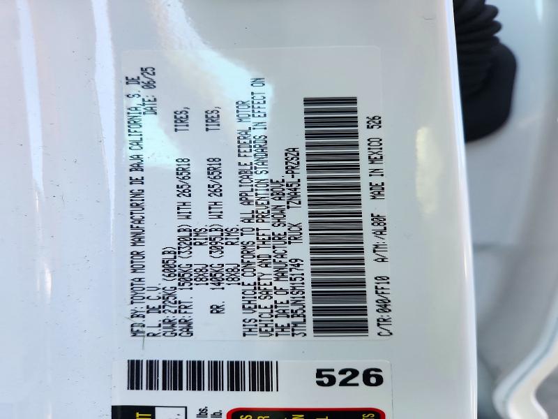 Продажа на аукционе авто 2025 Toyota Tacoma, vin: 3TMLB5JN1SM151749, номер лота: 72331676