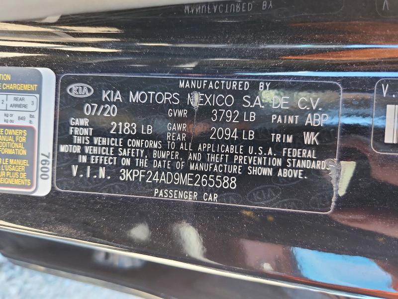 71178136 :رقم المزاد ، 3KPF24AD9ME265588 vin ، 2021 Kia Forte مزاد بيع