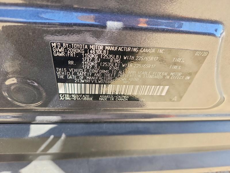 Aukcja sprzedaży 2020 Toyota Rav4, vin: 2T3W1RFV1LW076888, numer aukcji: 71815226