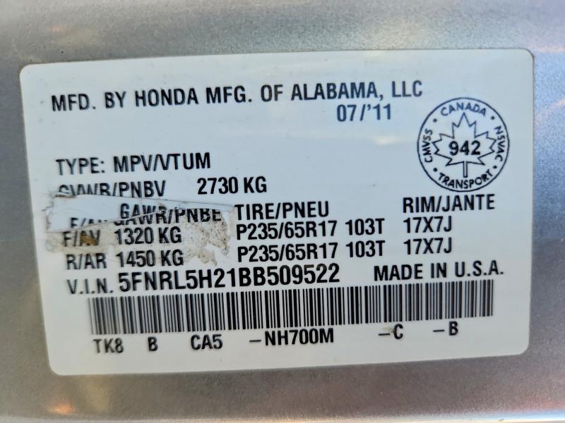 Продаж на аукціоні авто 2011 Honda Odyssey, vin: 5FNRL5H21BB509522, номер лоту: 71668926