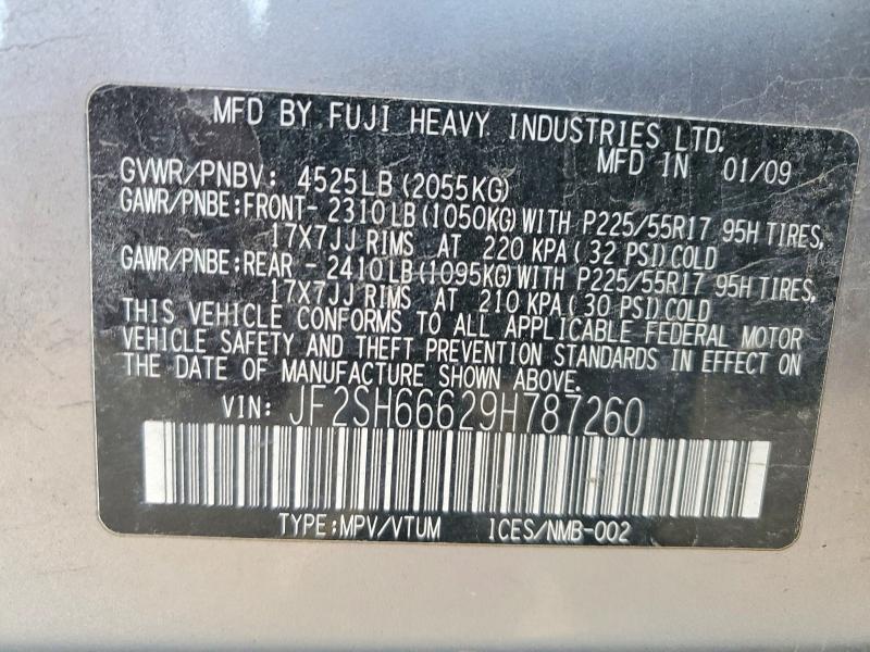 Продажа на аукционе авто 2009 Subaru Forester, vin: JF2SH66629H787260, номер лота: 71294456