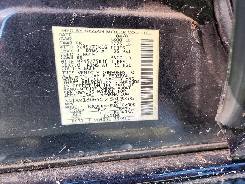 71996636 :رقم المزاد ، 5N1AR18U65C754366 vin ، 2005 Nissan Pathfinder مزاد بيع