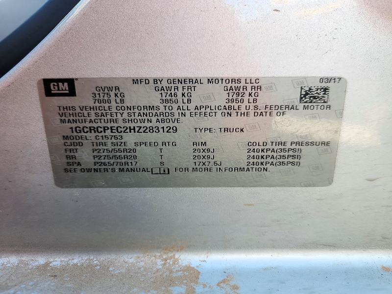 Продажа на аукционе авто 2017 Chevrolet Silverado, vin: 1GCRCPEC2HZ283129, номер лота: 71864056