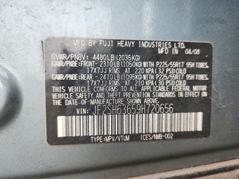 Продажа на аукционе авто 2009 Subaru Forester, vin: JF2SH63659H720656, номер лота: 66472606