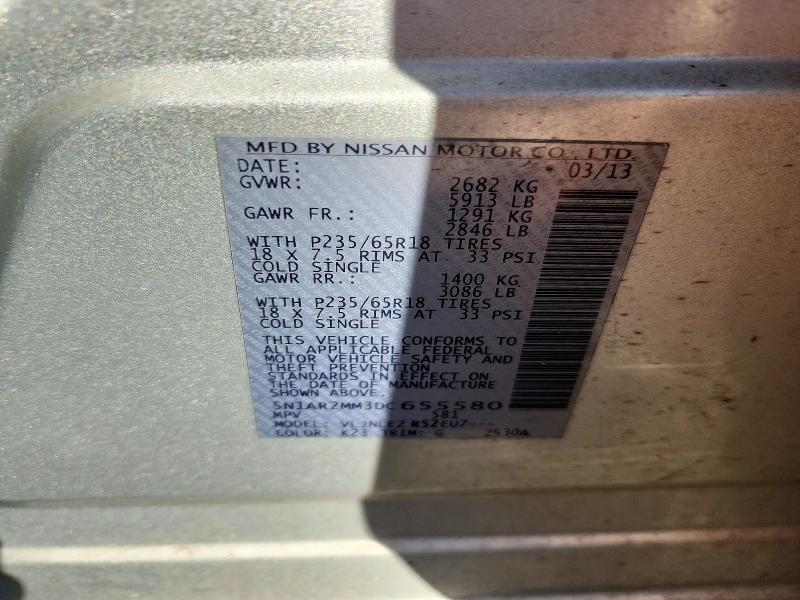 72240966 :رقم المزاد ، 5N1AR2MM3DC655580 vin ، 2013 Nissan Pathfinder مزاد بيع