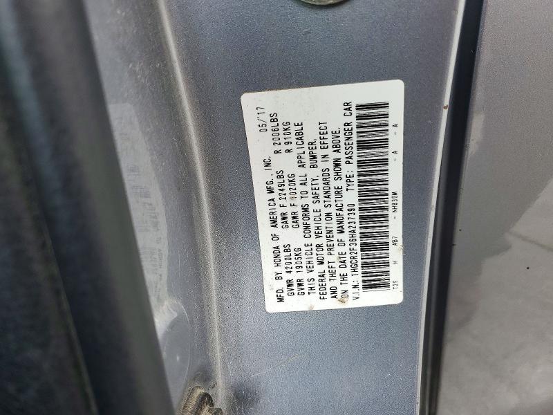 Продаж на аукціоні авто 2017 Honda Accord, vin: 1HGCR2F36HA237390, номер лоту: 72932856