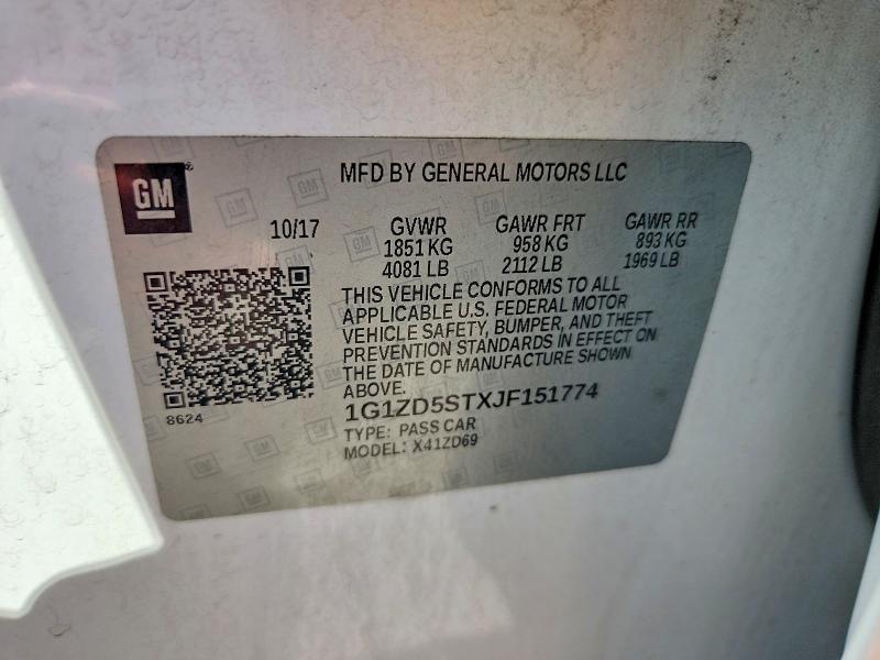 Aukcja sprzedaży 2018 Chevrolet Malibu, vin: 1G1ZD5STXJF151774, numer aukcji: 71466516